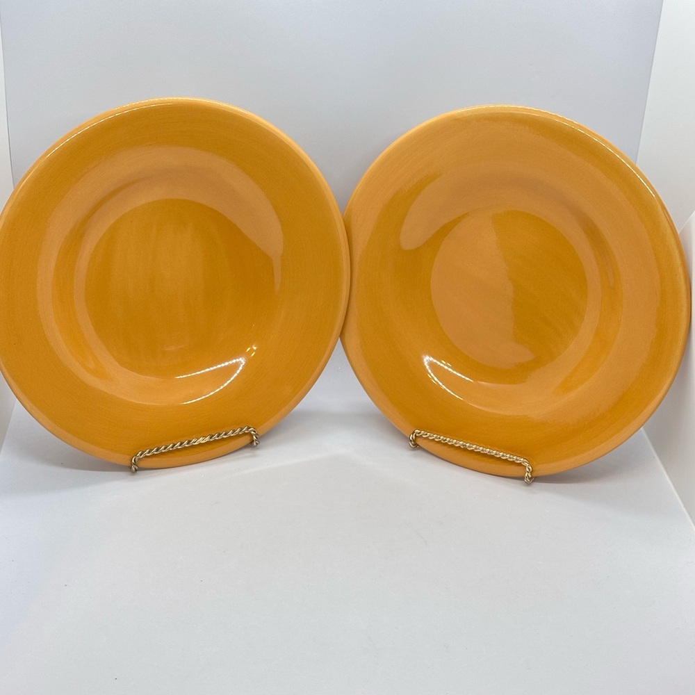 Set of 2 Gold Hausenware Salad Appetizer Plates 8.75” Ceramic Heavy Replacements